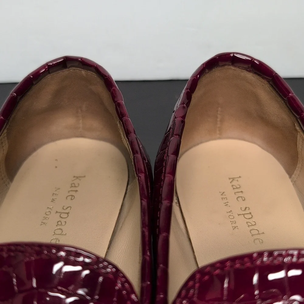 Kate Spade New York Lana Croc-embossed red loafers woman's size 7.5 - Picture 9 of 16